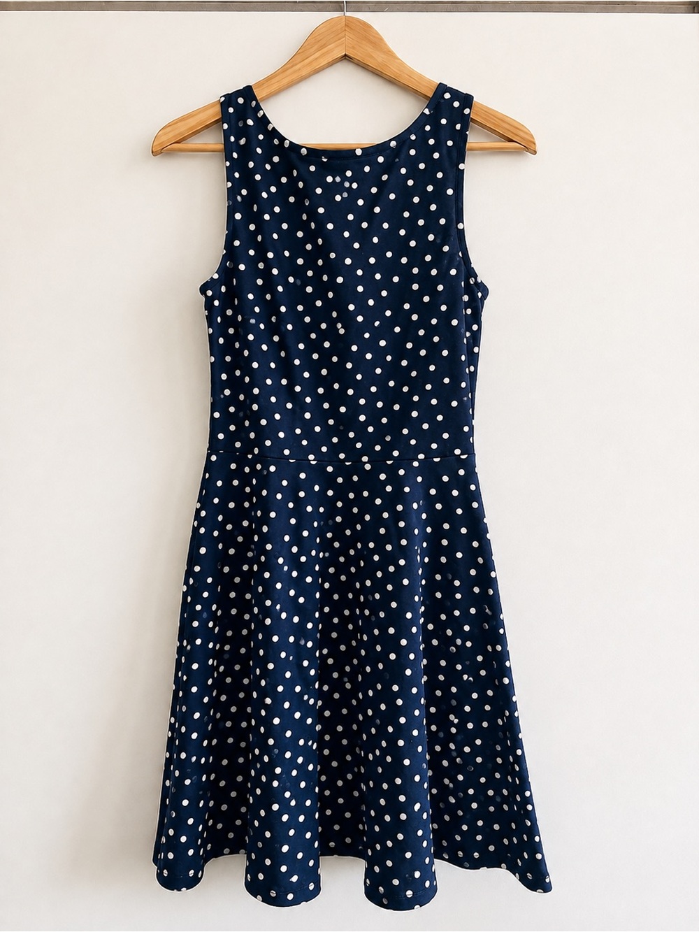 Vintage Style Navy White Polka Dot Fit & Flare Skater Dress